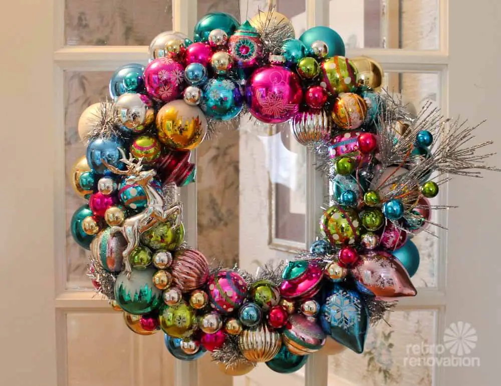 ornament wreath made from ornaments from target and michaels