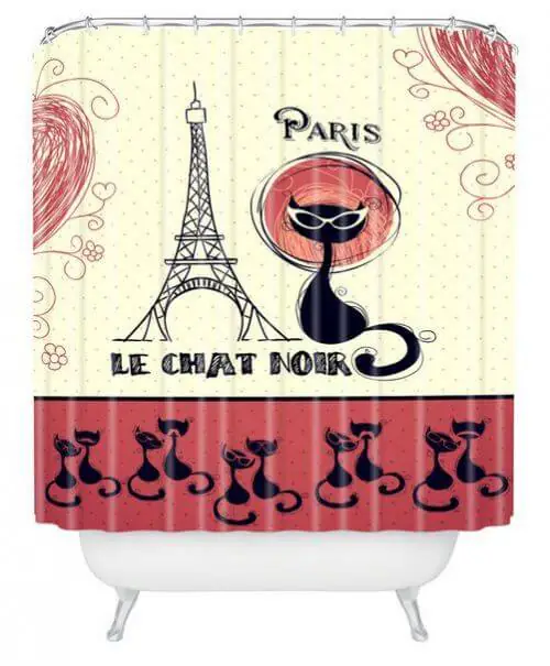 french cat shower curtain