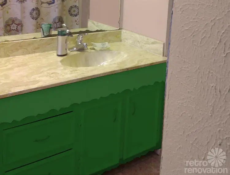 green bathroom vanity