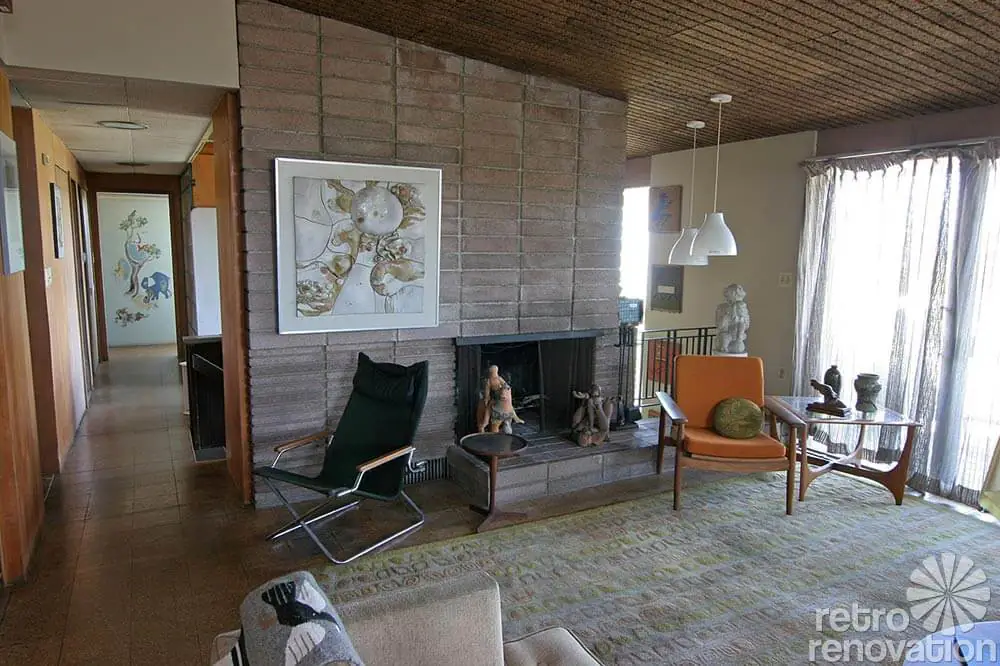 mid century living room beautiful mid century brick fireplace