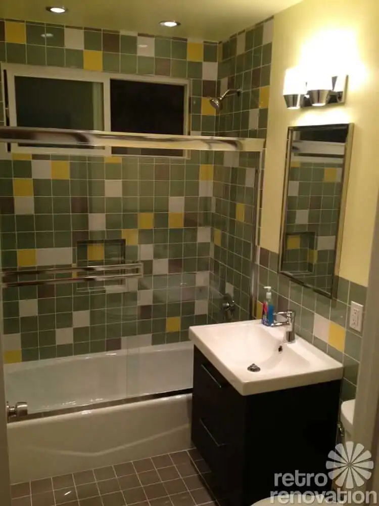 mid century bathroom mid century bathroom with green tile