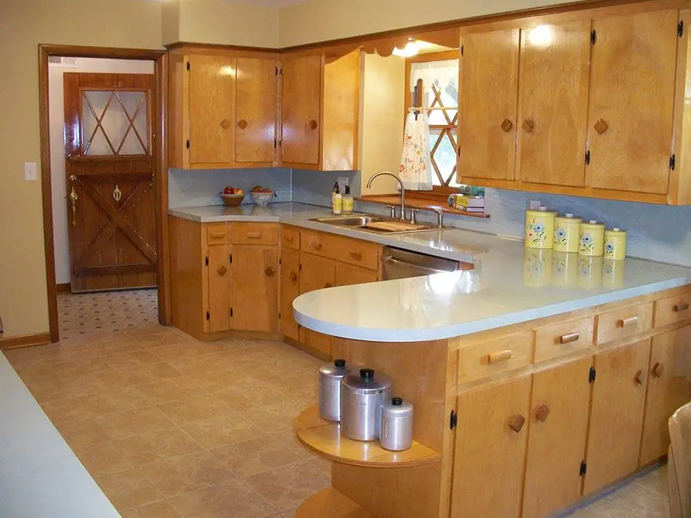 restored wood kitchen cabinets 