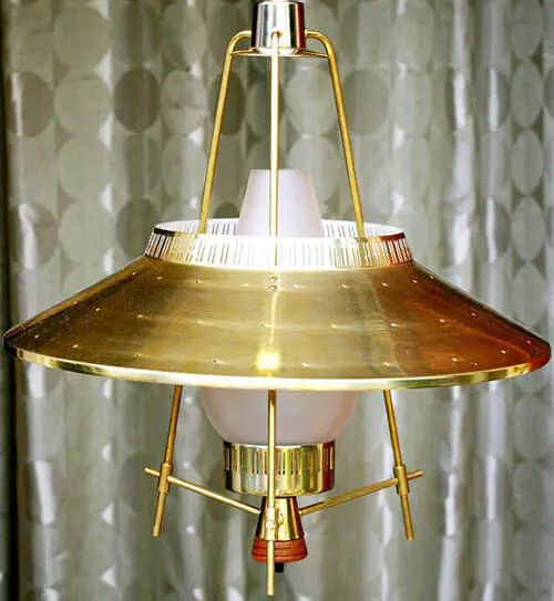 vintage mid century modern pendant light with an asian style
