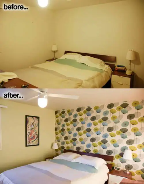 midcentury modern bedroom before after