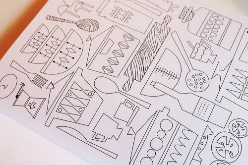retro midcentury coloring book