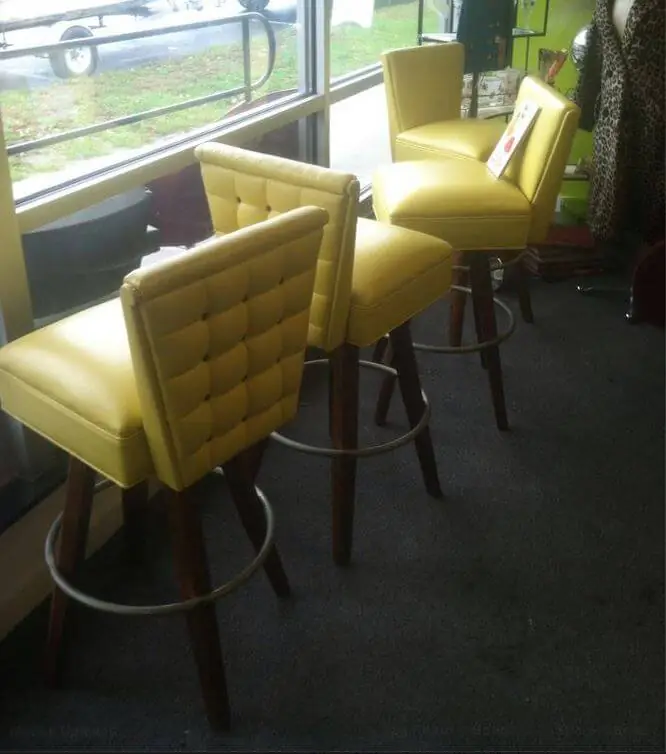 vintage bar stools flower power yellow