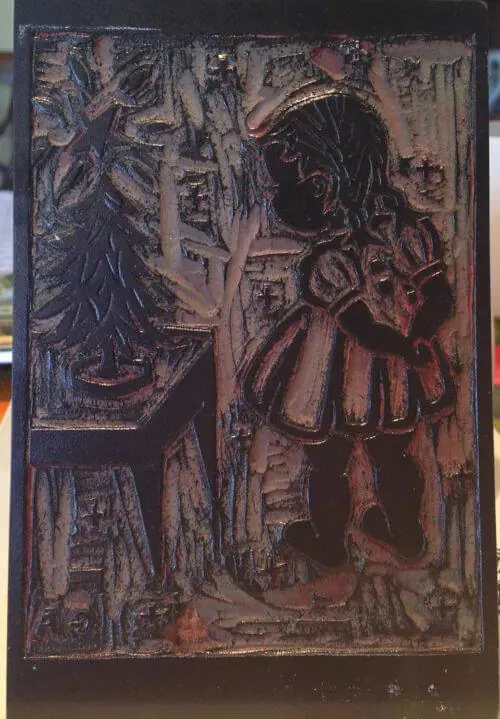 midcentury linoleum block print
