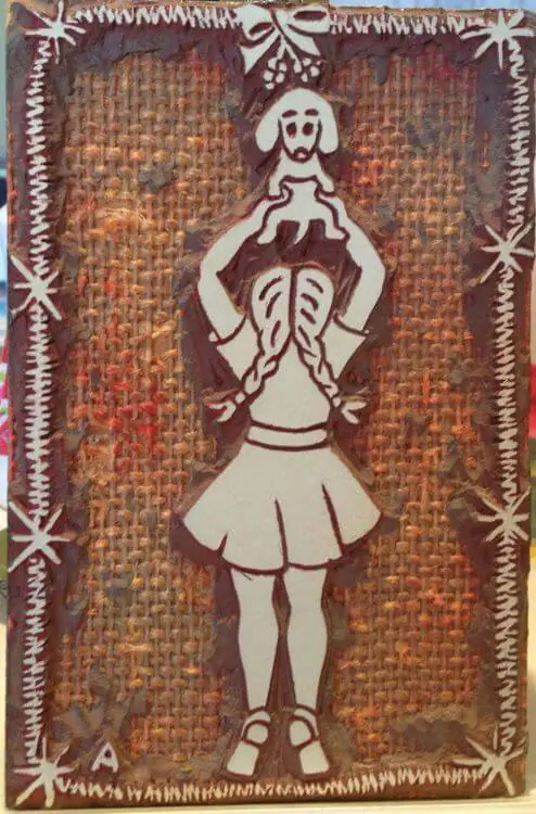 midcentury linoleum block print