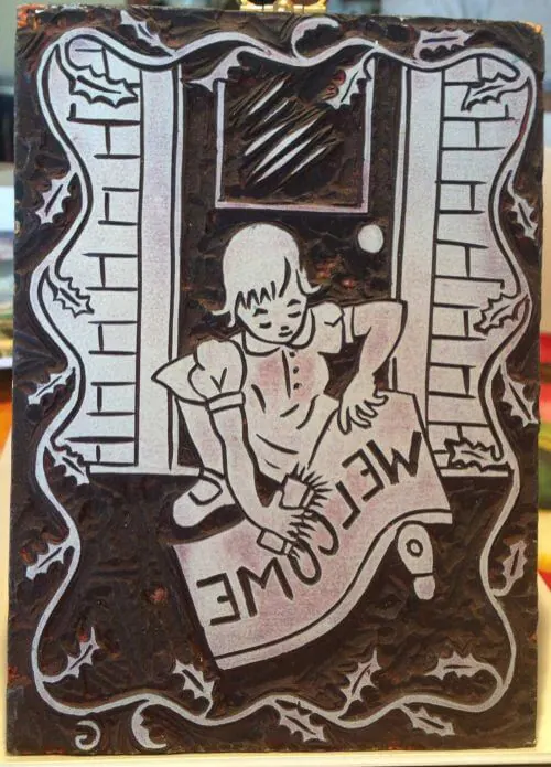 midcentury linoleum block print