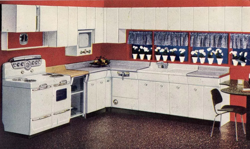 Mid century kitchen cabinets designed by Raymond Loewy