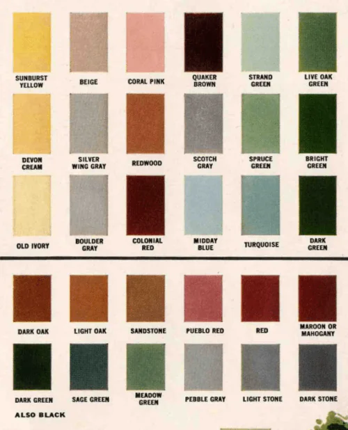 exterior paint colors 1960s