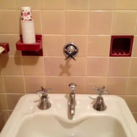 ice water faucet in bathroom