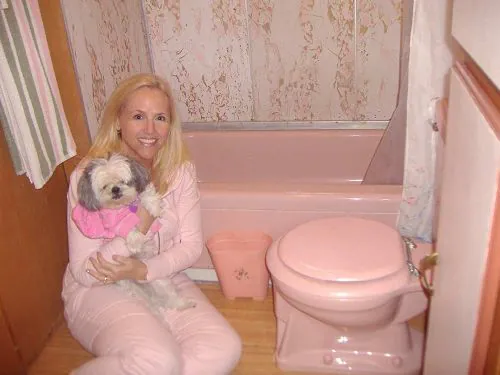 vintage pink bathroom