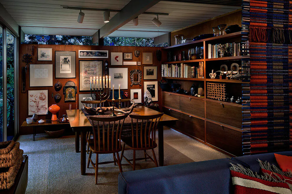 matt and lyda kahn house dining room in the historic eichler