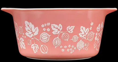 Pyrex One-Quart Casserole, "Gooseberry", made by Corning Glass Works, Charleroi, Pennsylvania, 1957-1966. Courtesy of the Corning Museum of Glass.