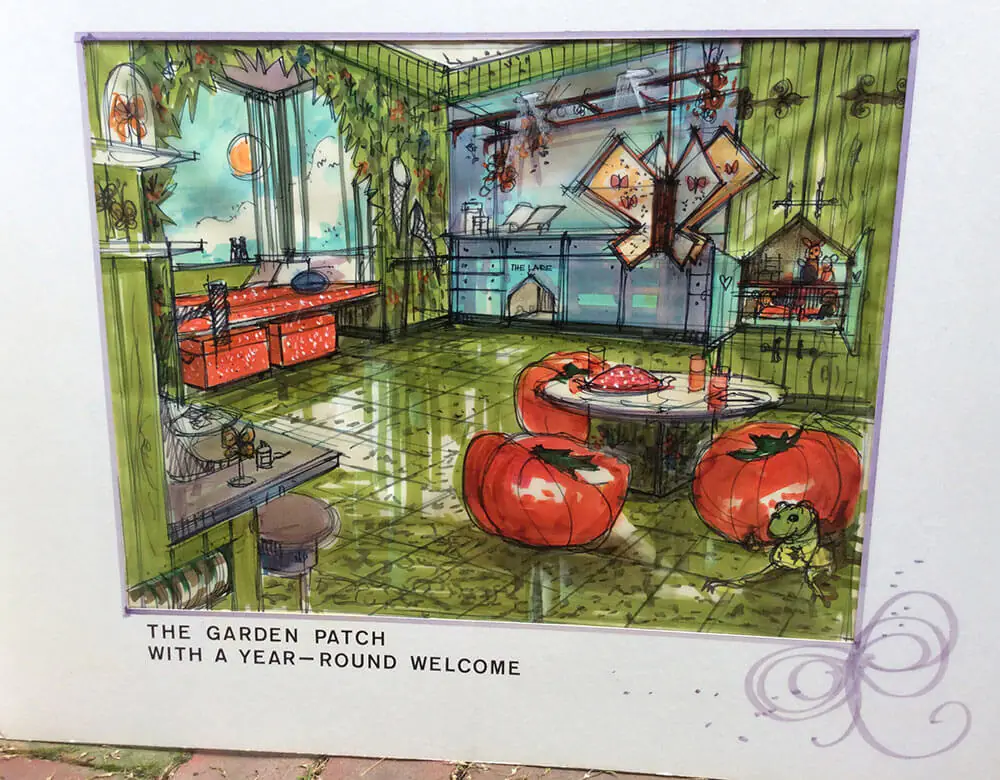illustration of a garden themed room