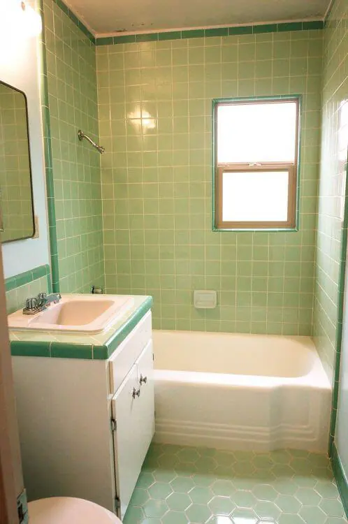 vintage mint green bathroom