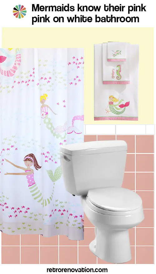 vintage pink and white bathroom