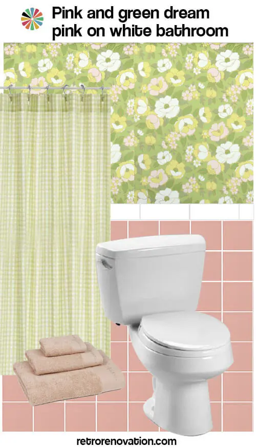 vintage pink and white bathroom