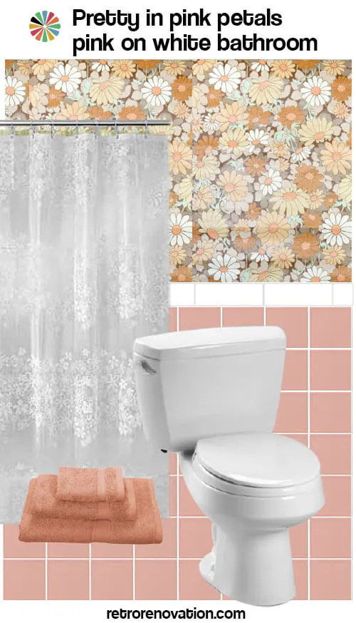 vintage pink and white bathroom