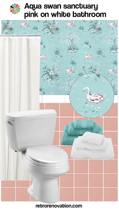 pink and white vintage bathroom
