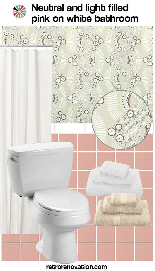 pink and white vintage bathroom