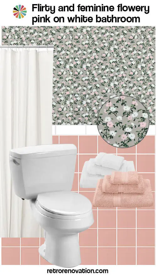 pink and white vintage bathroom