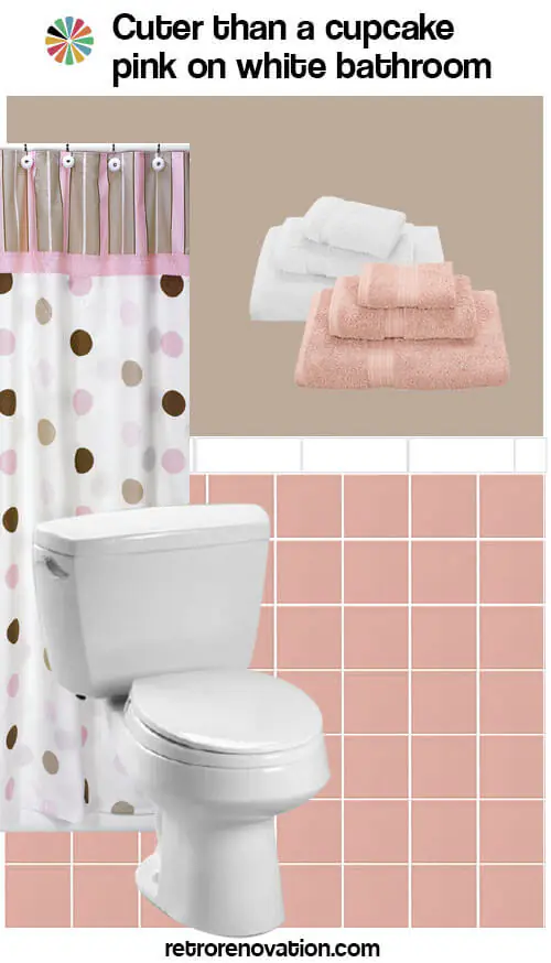 pink and white vintage bathroom