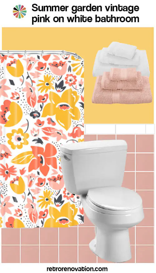 vintage pink and white bathroom