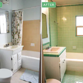 vintage mint green bathroom