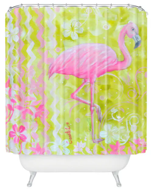flamingo shower curtain