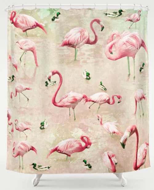 flamingo shower curtain