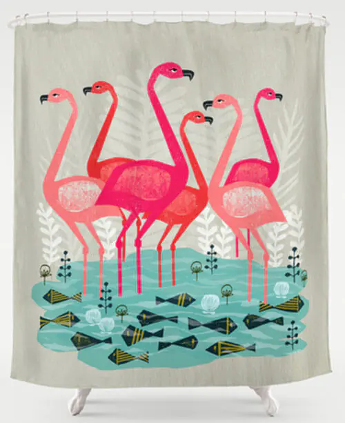 flamingo shower curtain
