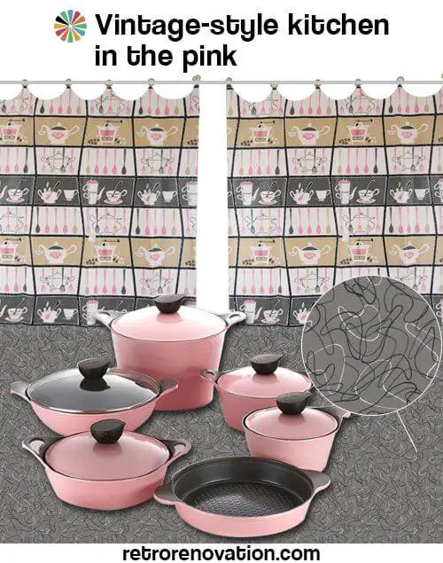 vintage style pink kitchen