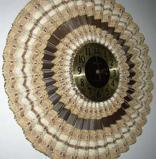 retro woven wood sunburst clock