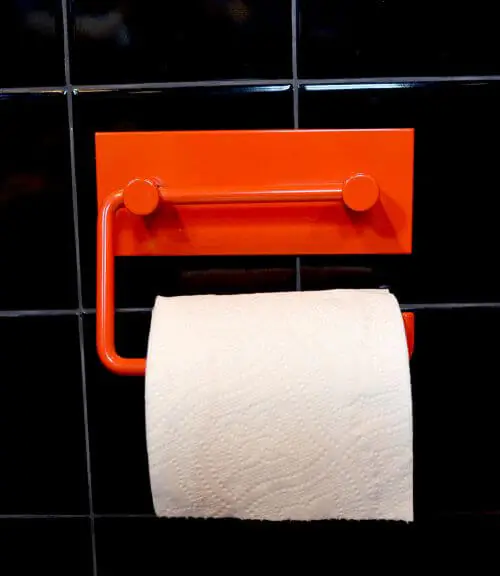 red toilet paper holder