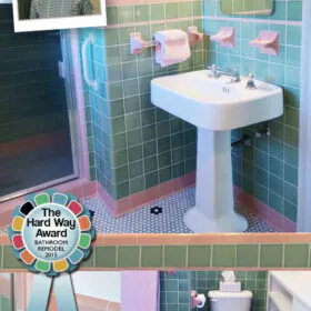 vintage green and pink bathroom