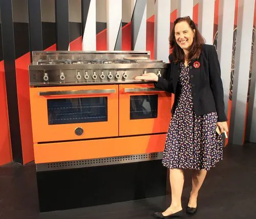modern orange stove