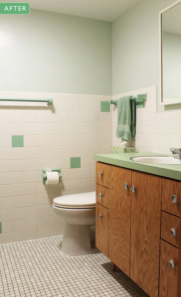 1960s green bathroom remodel after photo
