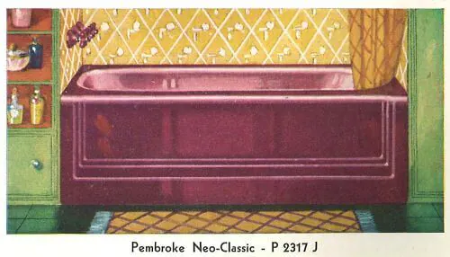 vintage burgundy bathroom