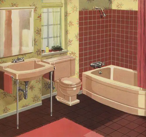 vintage beige bathroom