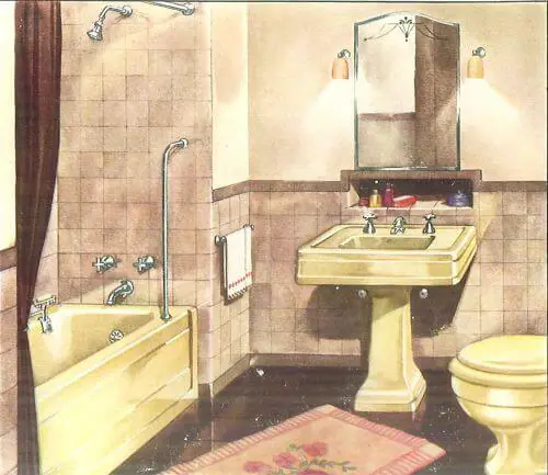 vintage yellow bathroom