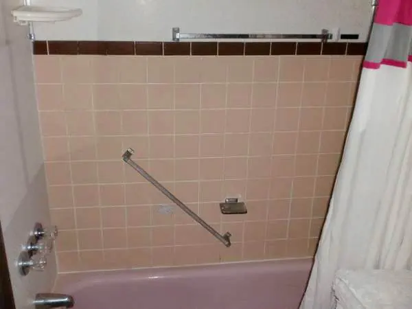 Spartan mobile home pink tile bathroom and pink bath tub