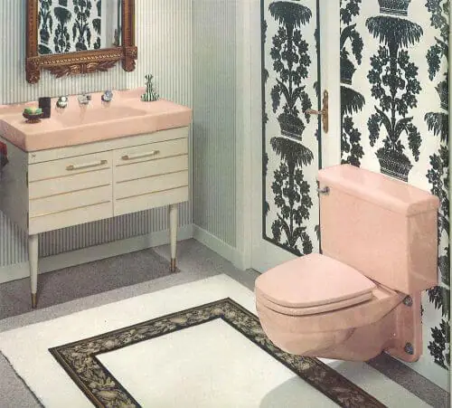 midcentury pink bathroom