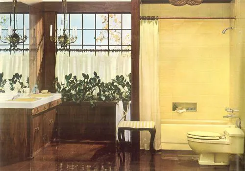 mid century Yellow bathroom