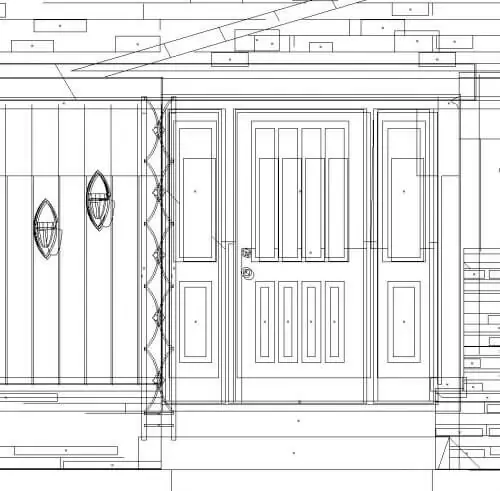 A 'skeleton' of my house illustration shows how many shapes go into each home portrait.