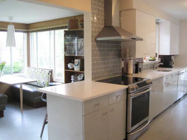 midcentury modern kitchen with vintage st charles kitchen cabinets