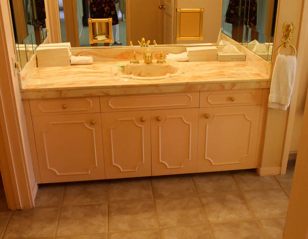 jackie gaughan penthouse apartment at the el cortez las vegas pink marble top bathroom vanity