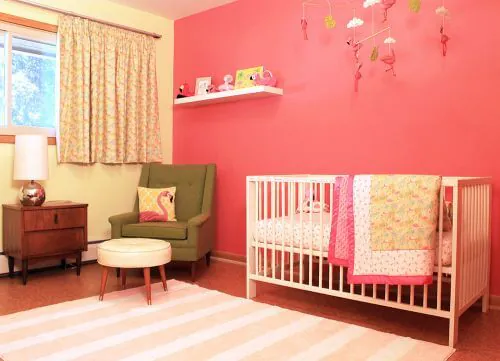 midcentury flamingo nursery
