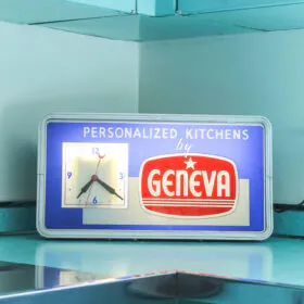 vintage clock for a geneva kitchen cabinet store